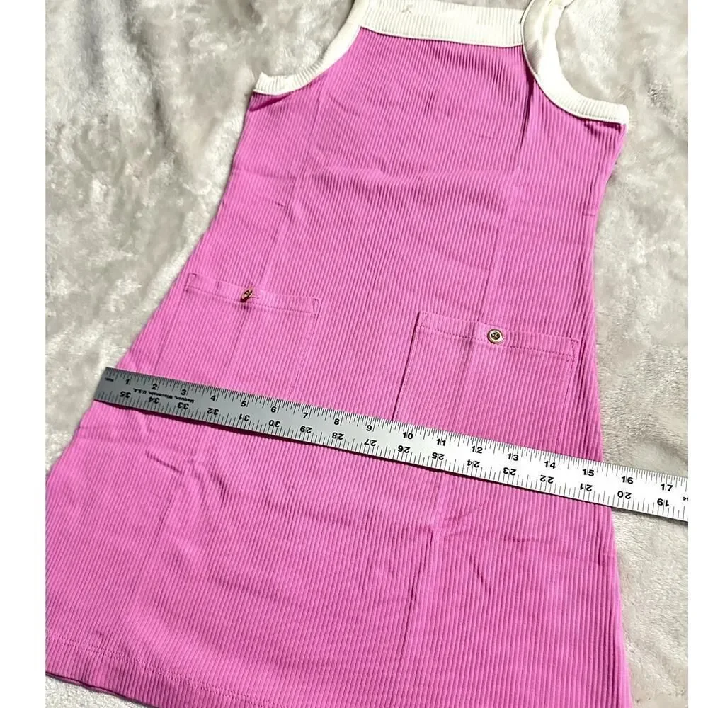 Crewcuts Rib Tank Top Mini Dress Girl's 8 Pink White Vintage Sleeveless NWT